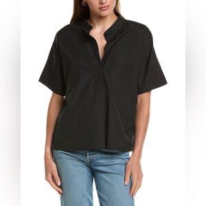 Vince Black Linen Blouse for Women Black Short Sleeve Size Small